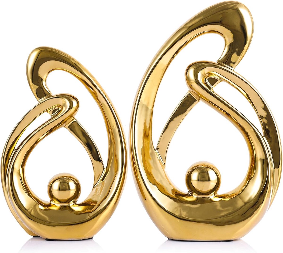 Home Decor Details, Porcelain Art Mid-Century Bookcase Decorations, Gold Table Decorations, Abstract Ceramic Statue - ShopVlot