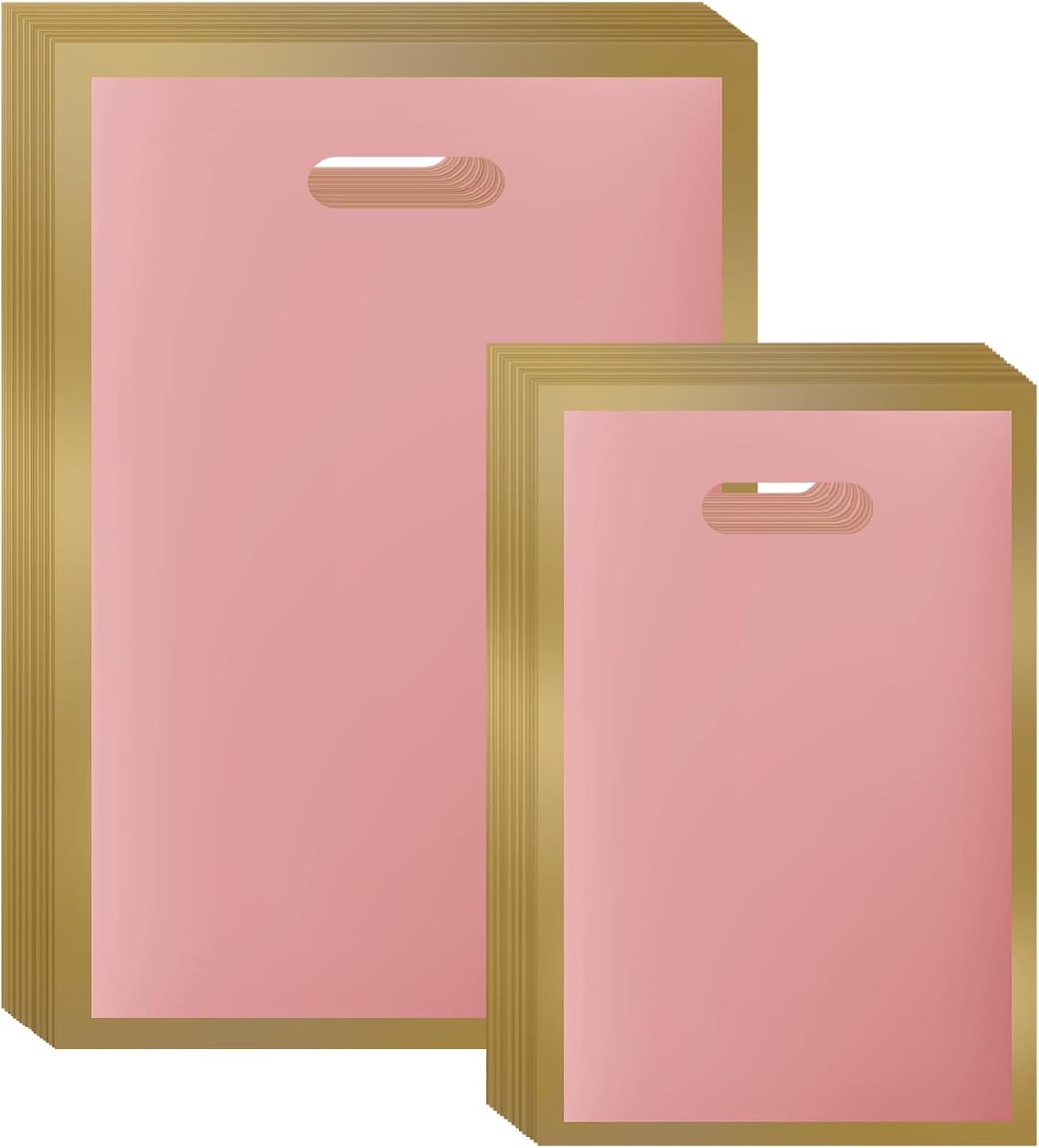 LVNRIDS 100 stuks Grote Winkelcadeautassen voor Kleine Bedrijven, 40x28 cm/30x20 cm Roze Extra Dikke Plastic - ShopVlot