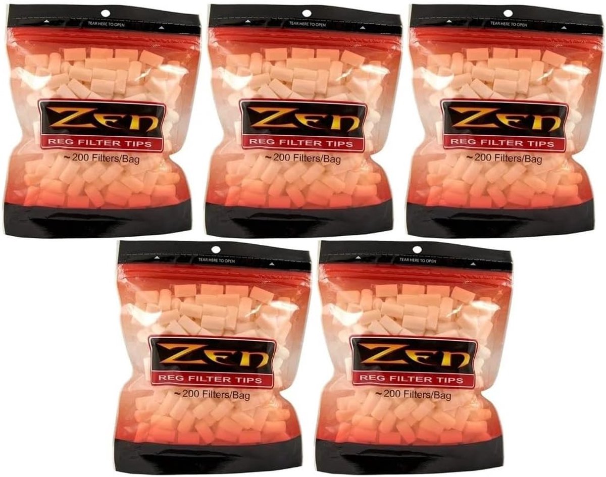 ZEN Cigarette Filter Tips Bundle - 5 Bags - 1000 Filter Tips - Regular - ShopVlot