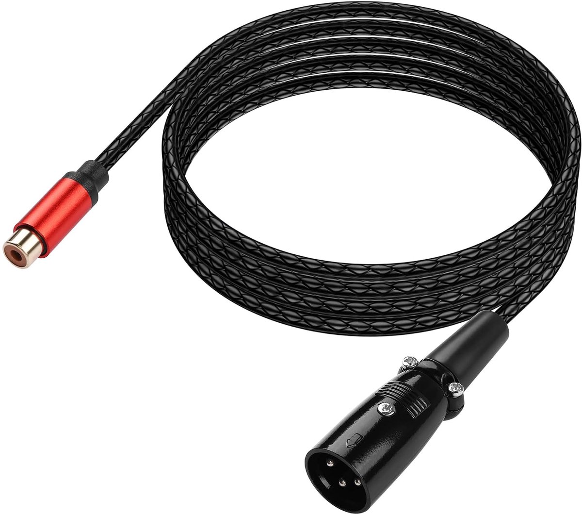 SinLoon XLR-stekker naar RCA-bus audiokabel, 1,8 m, 3-polige symmetrische naar ongebalanceerde adapterkabel, vergulde - ShopVlot