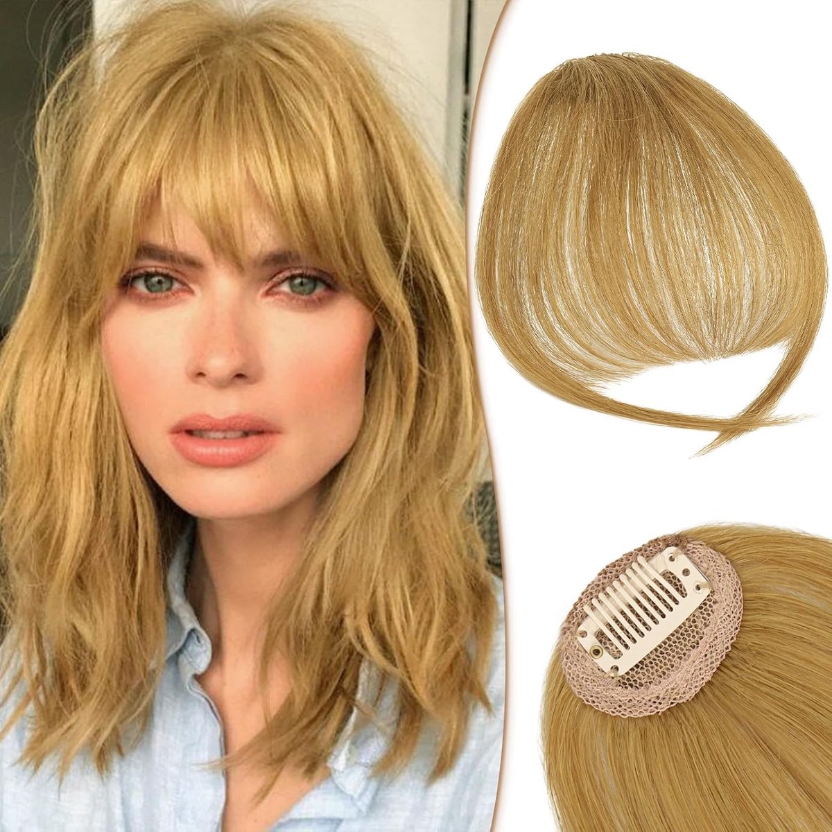 RUWISS Clip in Bangs 100% Hairpiece Human Hair Clip in Bangs with Temples Remy Human Hair Fringe Bangs for Women Bangs - ShopVlot
