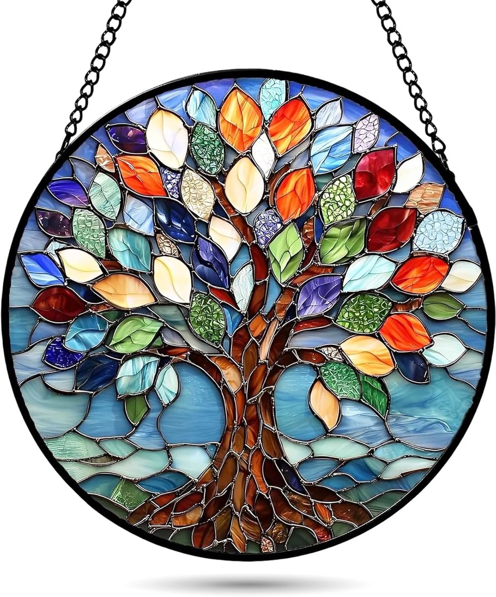 Levensboom, zonnevanger, acryl ornament om op te hangen aan het raam, kleurrijk glaseffect, wanddecoratie voor - ShopVlot