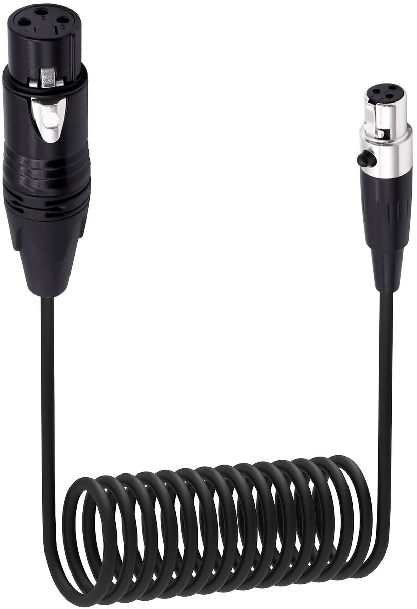Mini XLR to XLR Audio Cable Adapter 3 Pin Female to Female Microphone Audio Converter Coiled Cable for Mixer Amplifier - ShopVlot