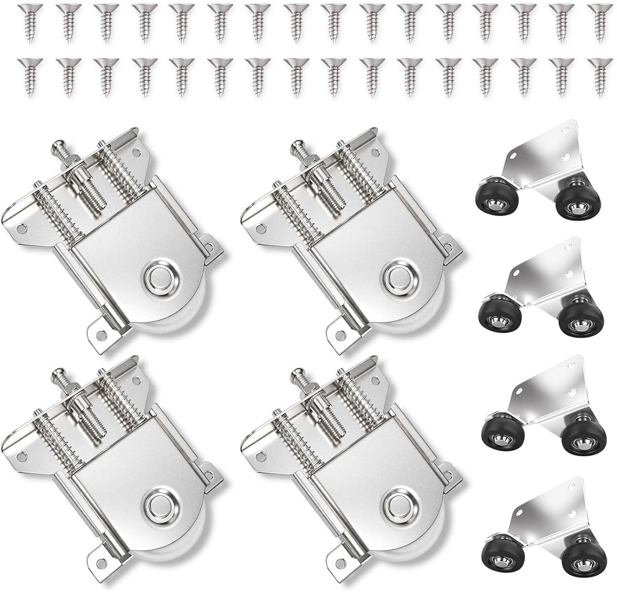 4 stuks schuifkastwielen, wielen voor schuifdeur, stil, schuifdeuren voor kasten, schuifdeuren, ramen, (+ 32 dragende - ShopVlot