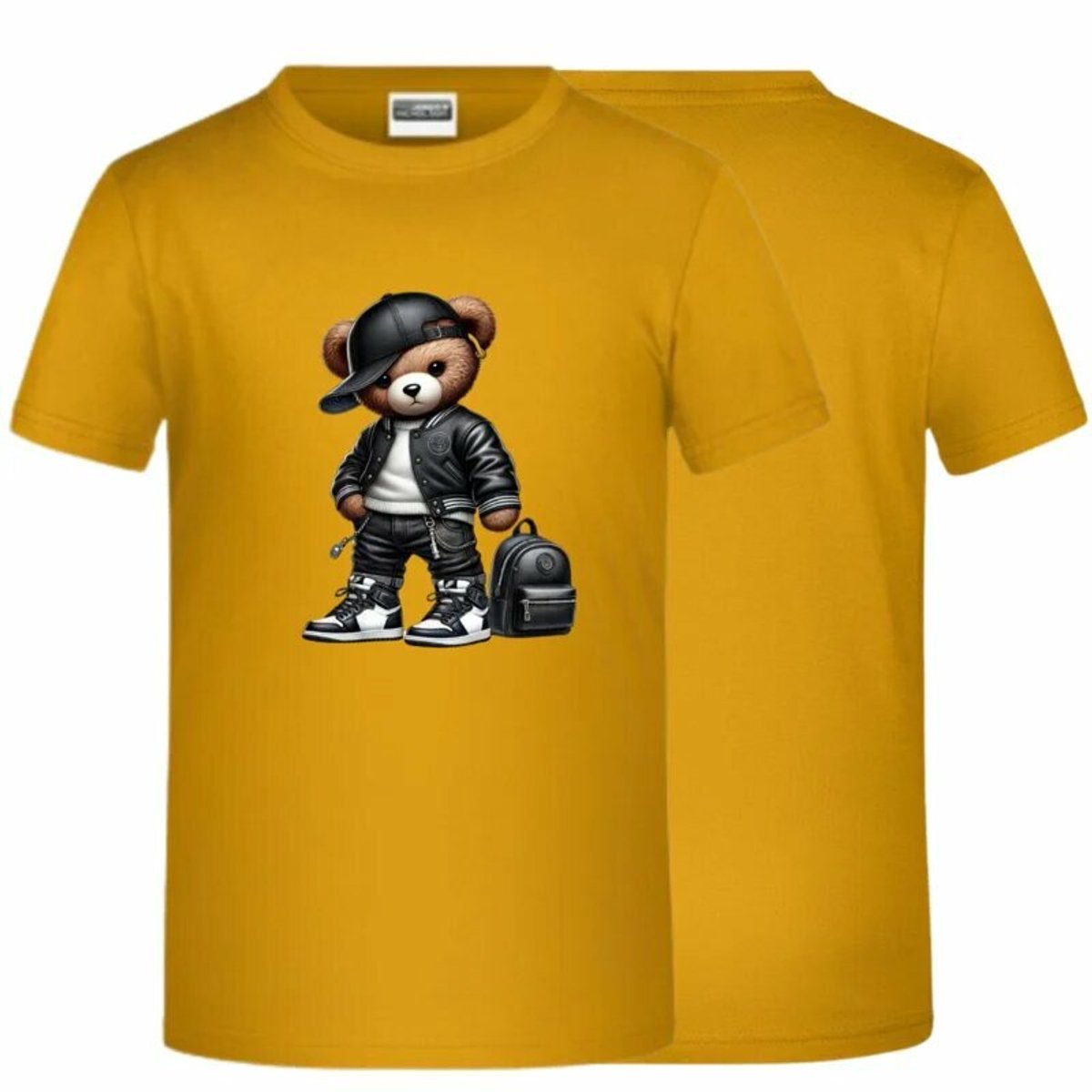 Jongens t-shirt beer oker - Geel - 98/104