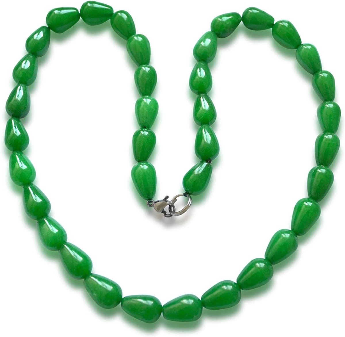 Collar de jade, natural, verde, 8x13mm, purple jade, Jade - ShopVlot