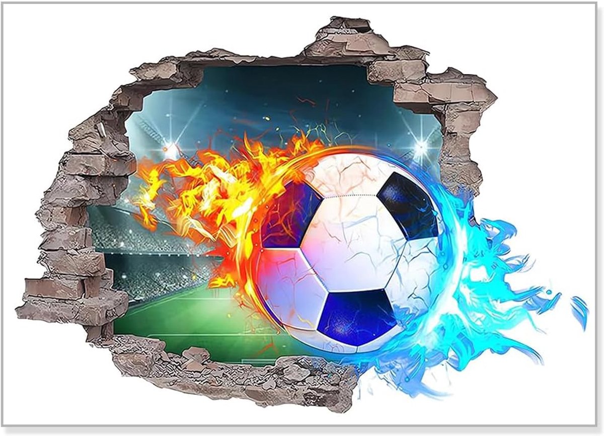 Voetbal Muurstickers, 3D, afneembare muursticker, zelfklevend, 3D-muursticker, wanddecoratie, sport, slaapkamer - ShopVlot