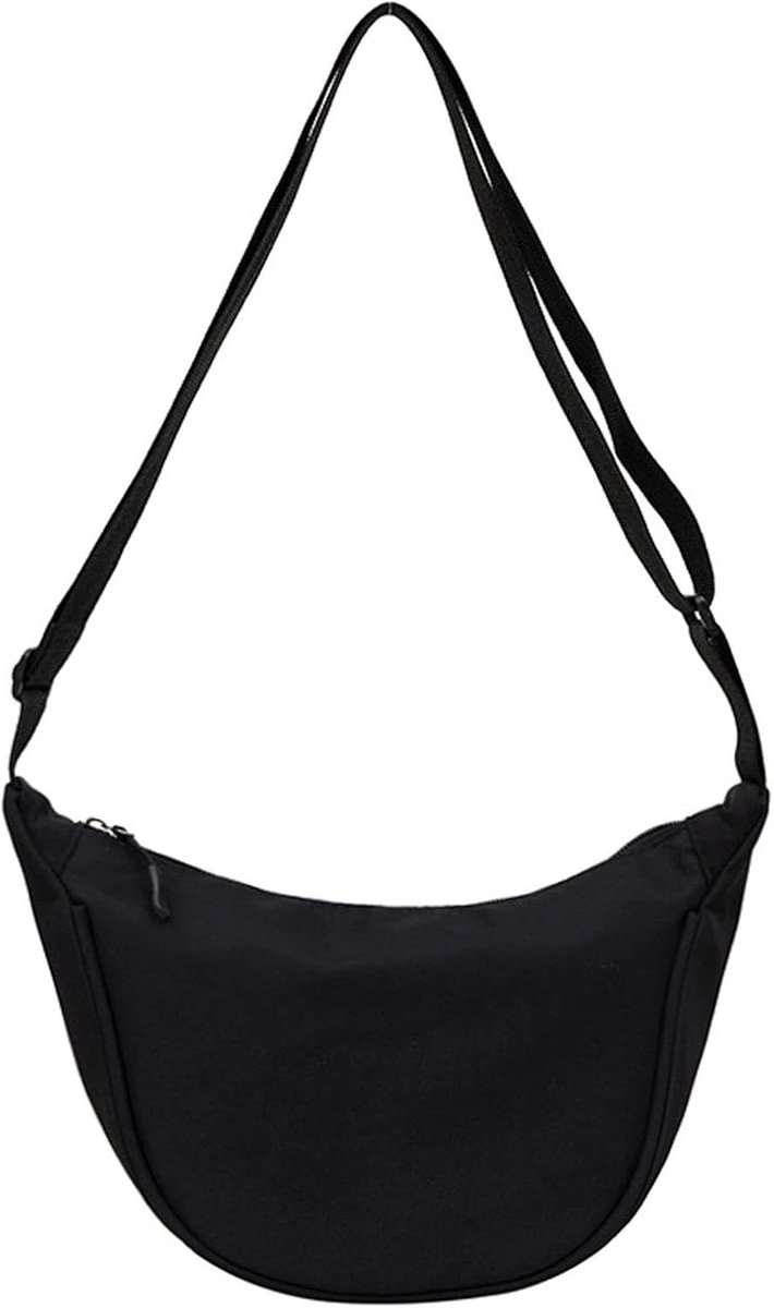 Nylon Shoulder Bag, Shoulder Bag for Women, Messenger Crossbody Bag, Moon Bag with Adjustable Shoulder Strap, Casual - ShopVlot