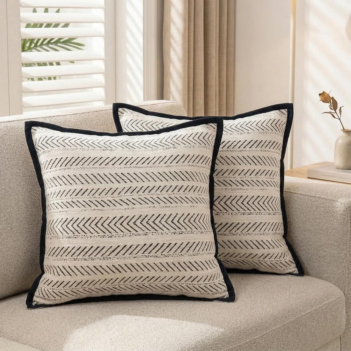 Set van 2 kussenslopen, 45 x 45 cm, chenille, bankkussen, sierkussen, decoratie, woonkamer, sierkussen, kussenhoezen - ShopVlot