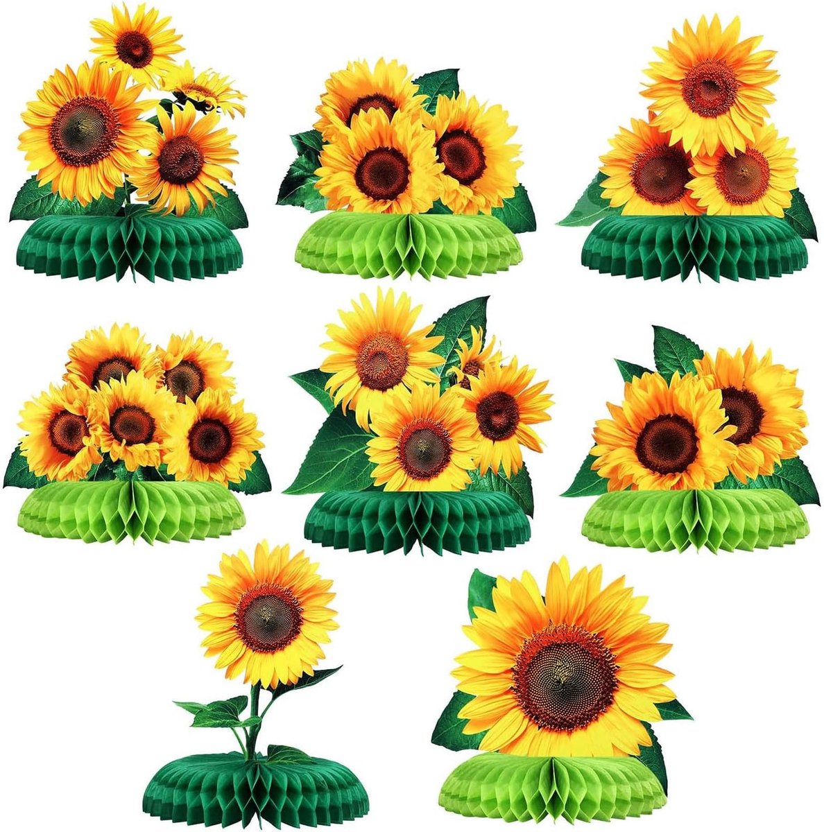 Tafeldecoraties zonnebloem 8 stuks - feestelijke waben - vrolijke accessoires - ideaal voor zonnige feesten - ShopVlot