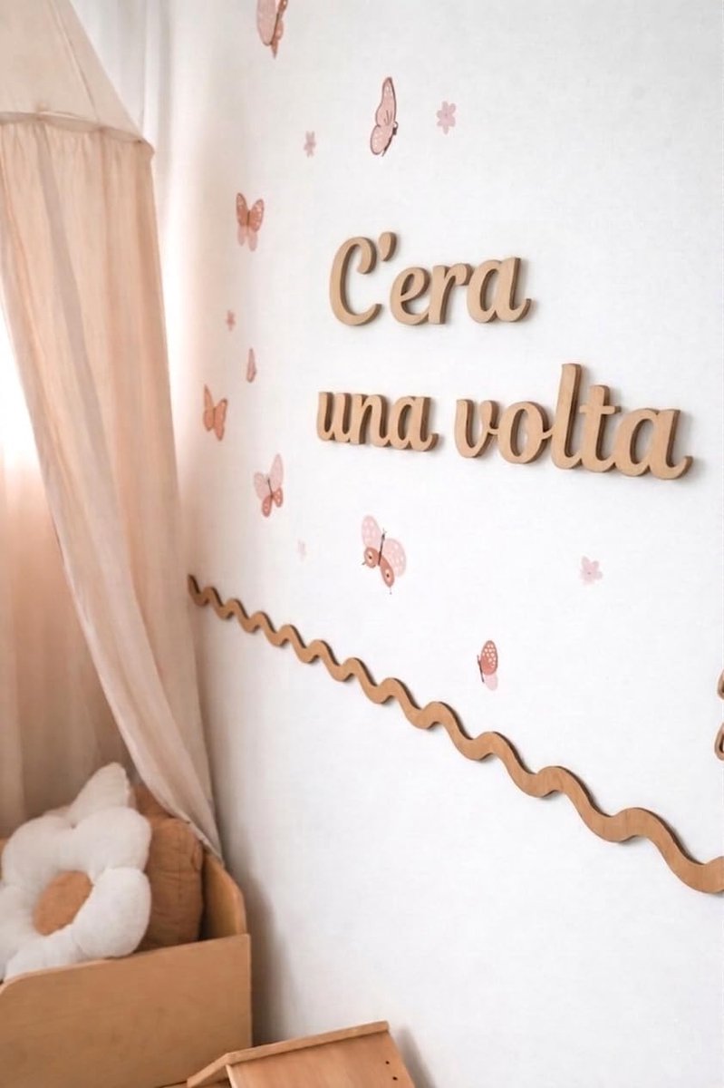 Houten wanddecoratie - C'era una volta - Handgemaakt - Poëtische sfeer voor kinderkamer - ShopVlot