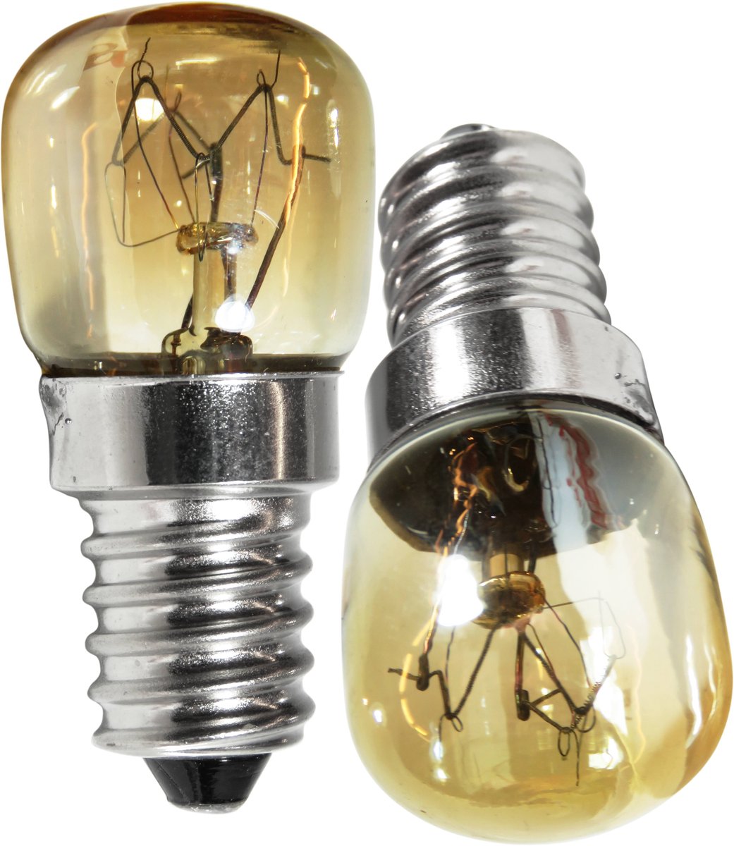 2x Dparts e14 15W 230V gloeilamp voor oven en koelkast - Max 300°C - dimbaar 15watt lampje - lamp met kleine fitting - ovenlamp zoutlamp koelkastlamp