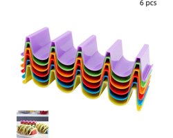 6 stuks - Taco-standaard - Taco-houders - Met afgeronde randen - PP-materiaal - voor pannenkoeken en broodjes tijdens buitenfeestjes - 6 kleur - 18.2×5.5×3.3cm