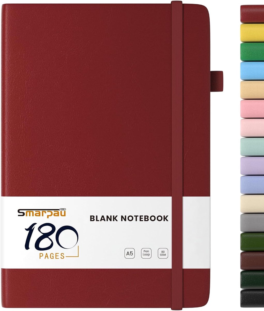 Notitieboek A5 - hardcover - leer - 80gsm dik papier voor veelzijdig gebruik - ShopVlot