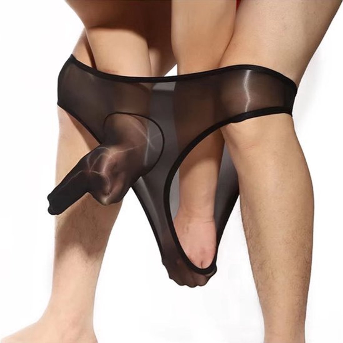 Sexy glanzende transparante slip voor heren, ultradun, zijdezacht en ademend, sexy, aparte gesloten manchetten [Één maat 80-155 catties]