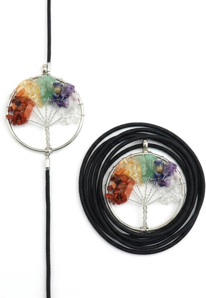 Set van 2 Elastische Boekenleggers met Levensboom en Chakra Kristallen, Spirituele Cadeaus voor Lezers, Vintage Boekenleggers voor Boekenliefhebbers, Handgemaakte Edelsteen Boekenleggers