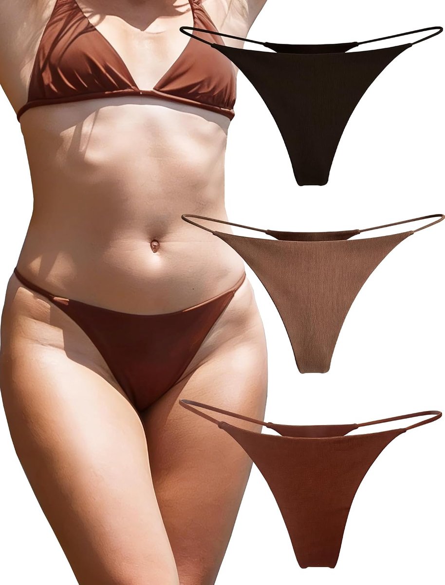 Dames Thong 3-Pack - Sexy Naadloze G-String - Zacht Katoen - Comfortabel voor Elke Dag - ShopVlot
