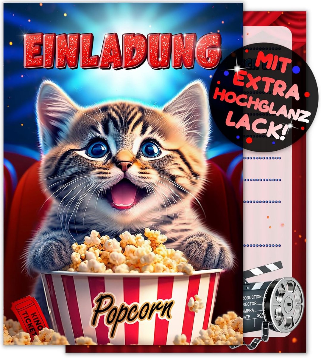 Cinema uitnodigingskaarten 12 stuks - verjaardagskaarten - voor jongens en meisjes - perfect voor filmavond - ShopVlot