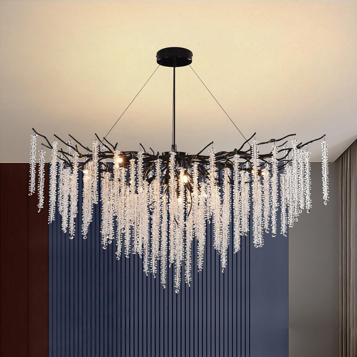 Kroonluchter Kristal Lamp 120cm - Luxe Dimbare Hanglamp - Rond Design - Voor Woonkamer en Eetkamer - ShopVlot