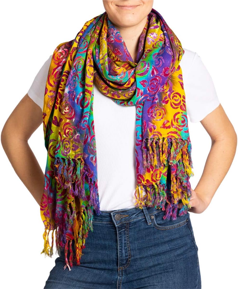 Batik sjaal XL - handgemaakt 100% viscose - kleurrijk - multifunctioneel stranddoek - ShopVlot