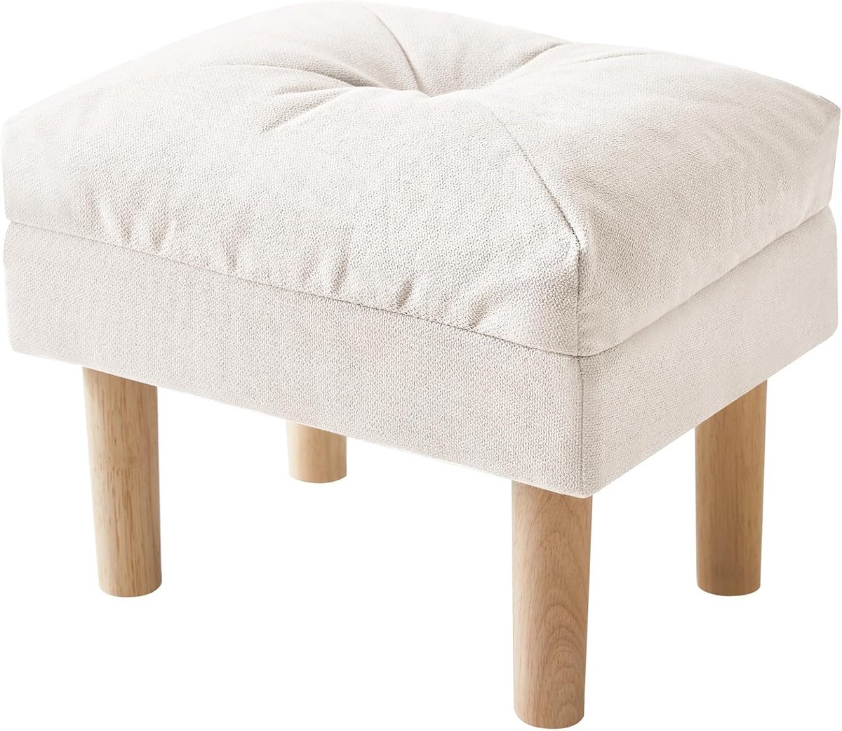 Voetenbank 40x29x32CM - Beige Houten Poef - Zachte zitting - Ontspanning voor je voeten - ShopVlot