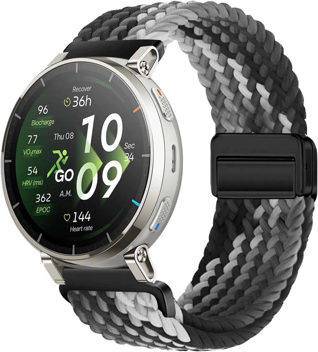 Nylon horlogeband 22 mm - compatibel met Amazfit - magneetsluiting - comfortabele draagervaring - ShopVlot