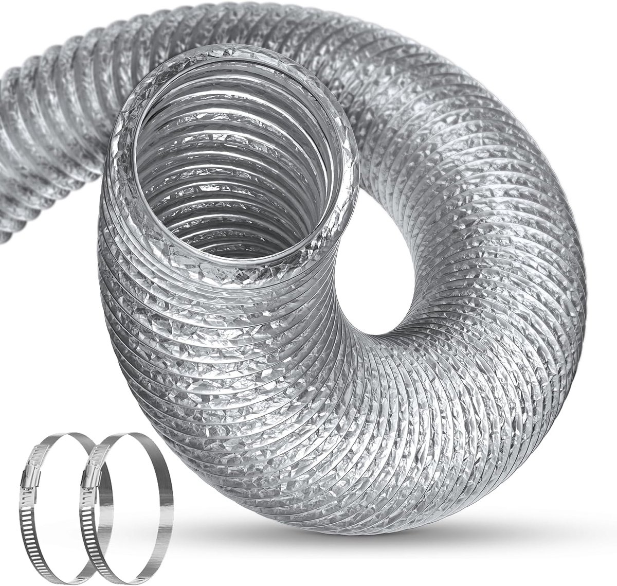 100mm Flexible Ducting Aluminum Foil 4 Inch Vent Hose, 1.5m 5-Layer Heavy Duty Air Duct Pipe for Grow Tent, Tumble - ShopVlot