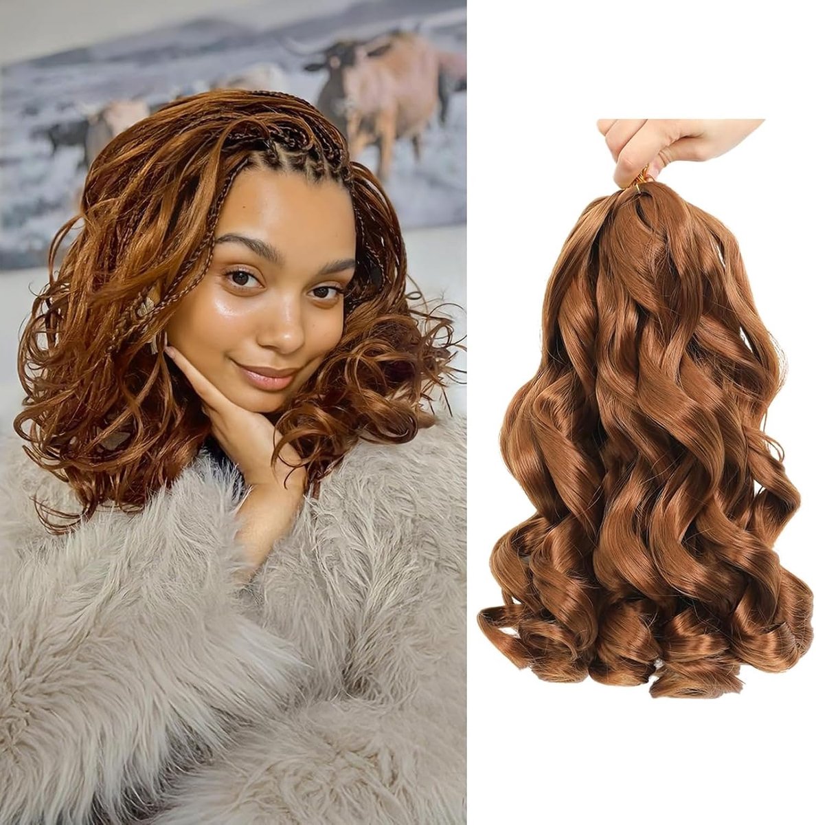 12 Inch French Curls Braiding Hair 8 Packs Spanish Curly Braids Pre Stretched Loose Wave Soft Synthetic French Curl - ShopVlot