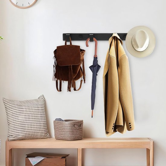 Wall Clothes Hooks, 2 Pieces Wardrobe Hooks with 4 Hooks Hook for Screws for Jackets, Hats, Bags in Hallway, Bathroom - ShopVlot — afbeelding 5
