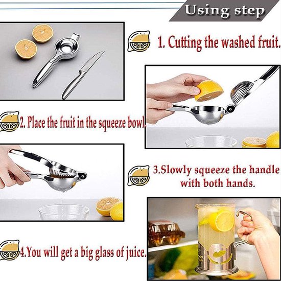 Hand Manual Lemon Squeezers, Stainless Steel Manual Fruit Juicer Lemon Orange Juicer Lime Hand Juice, Lime Squeezer - ShopVlot — afbeelding 4