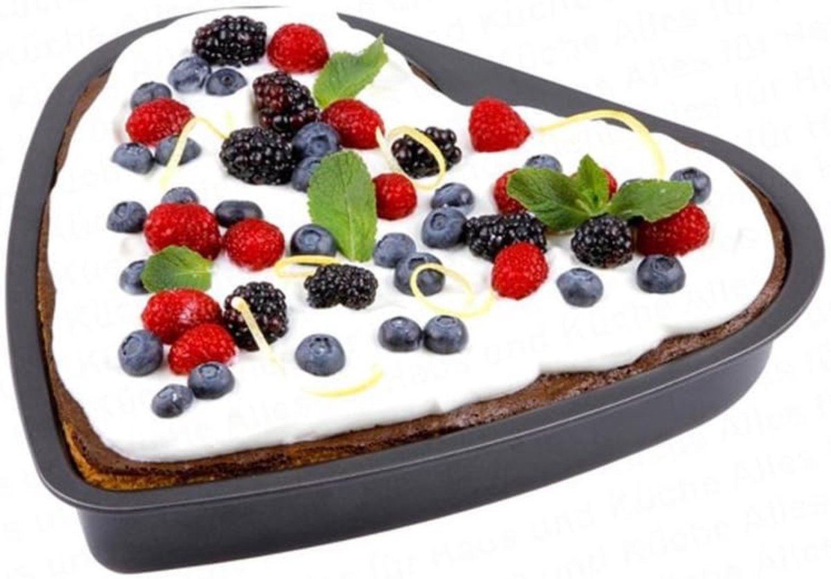 CHG heart baking tin 26x25,5x4 cm in anthracite, stainless steel 26 x 25,5 x 4 cm - ShopVlot