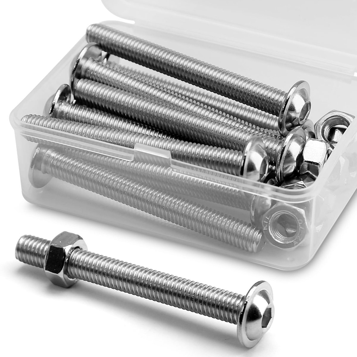 (10 sets) M8 x 60mm hex socket screws with flange and nuts set 304 stainless steel lens head screws - ShopVlot