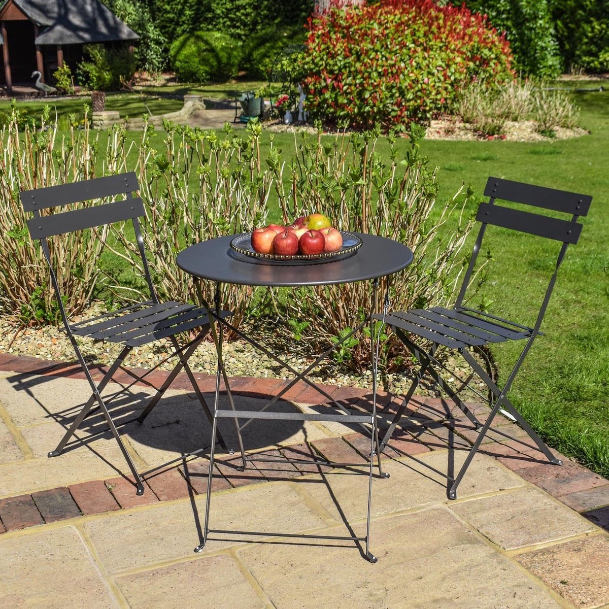 BPS® Deluxe tuinbistroset - Metalen tuintafel en stoelen - 2-delige terrasset - Robuust - ShopVlot