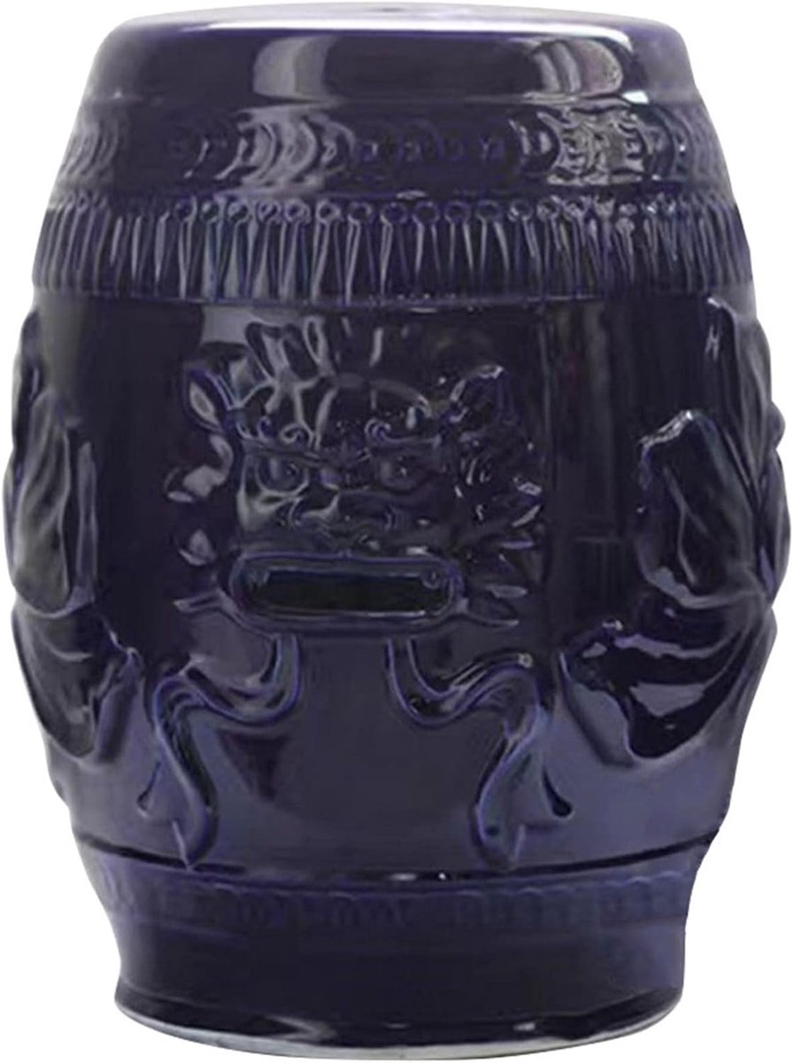 Decorative Ceramic Garden Stool, Glazed Carved Lion Head Side Table for Changing Shoes, Stool, Suitable for Living - ShopVlot