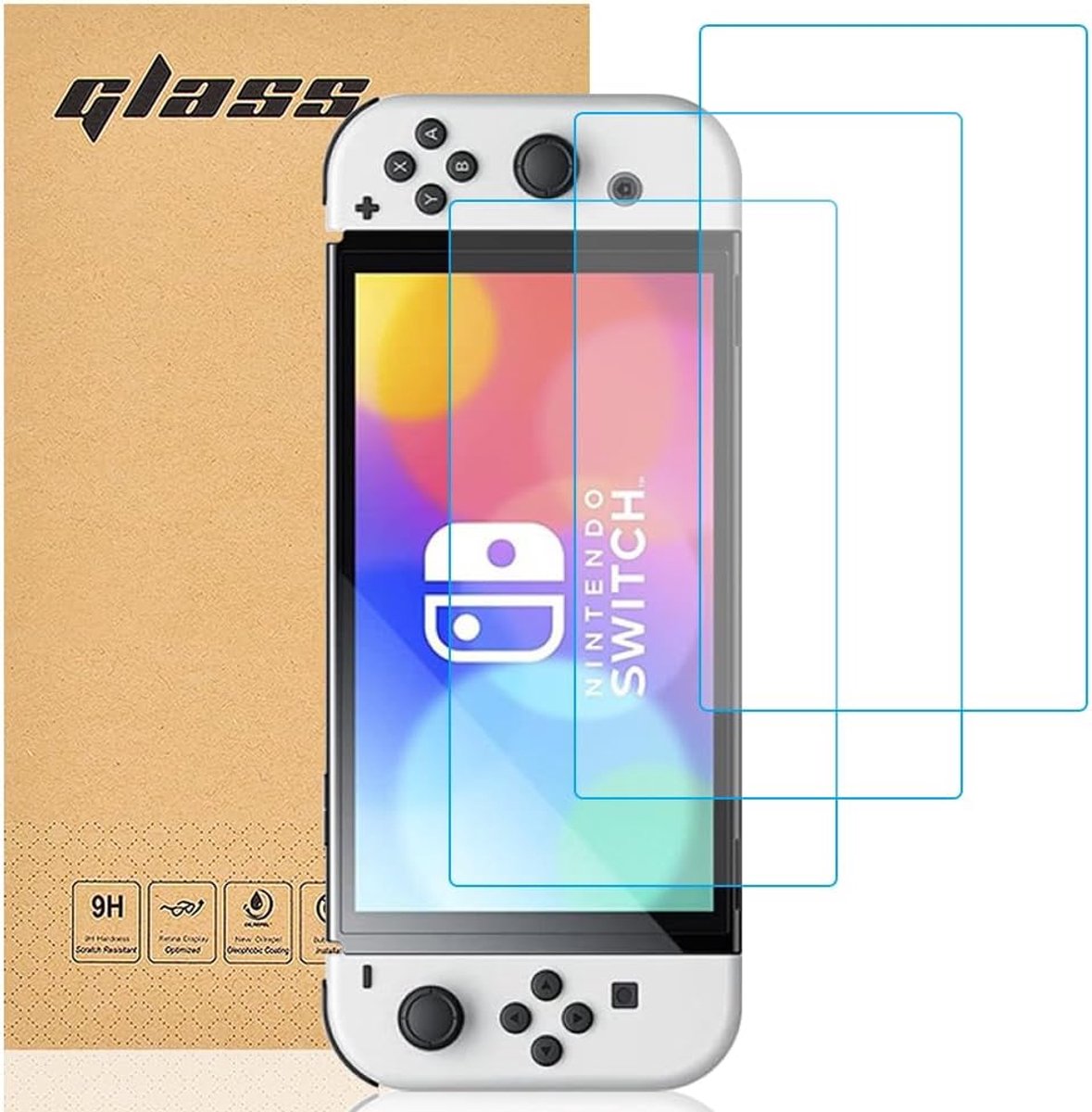 Totill Pack of 3 Protective Film for Switch OLED Model 2021, Scratch-Free, 9H Hardness, HD Screen Protector, Ultra - ShopVlot