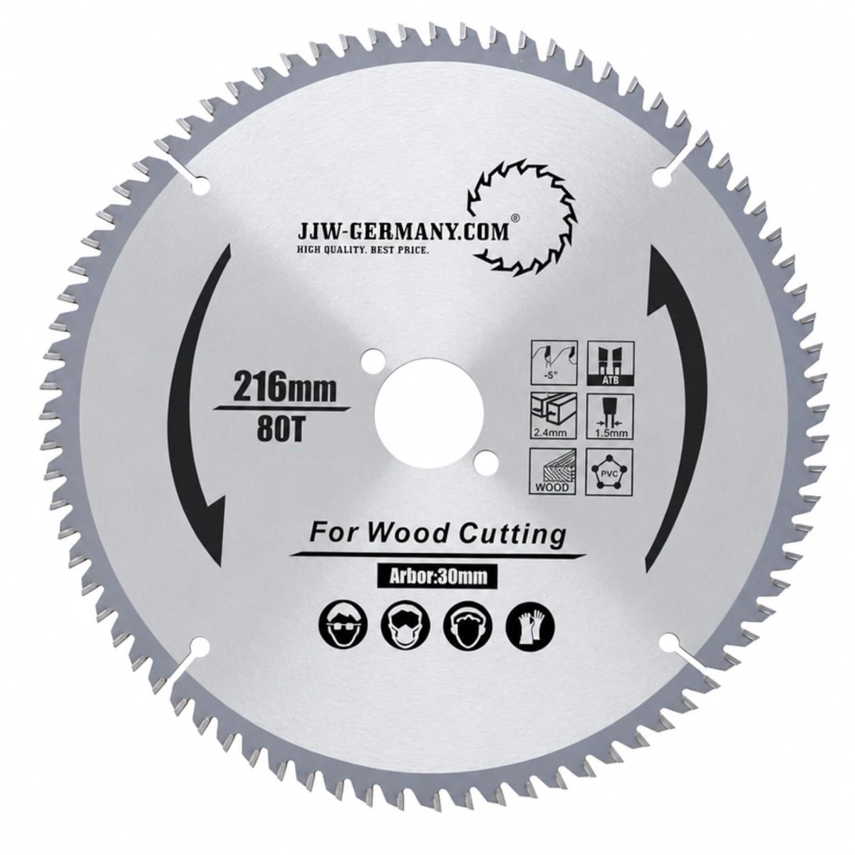 HM fine cutting saw blade 216 x 2,4 x 30 Z= 80 TF MULTI MATERIAL with negative chip angle for industrial grade capsaws - ShopVlot