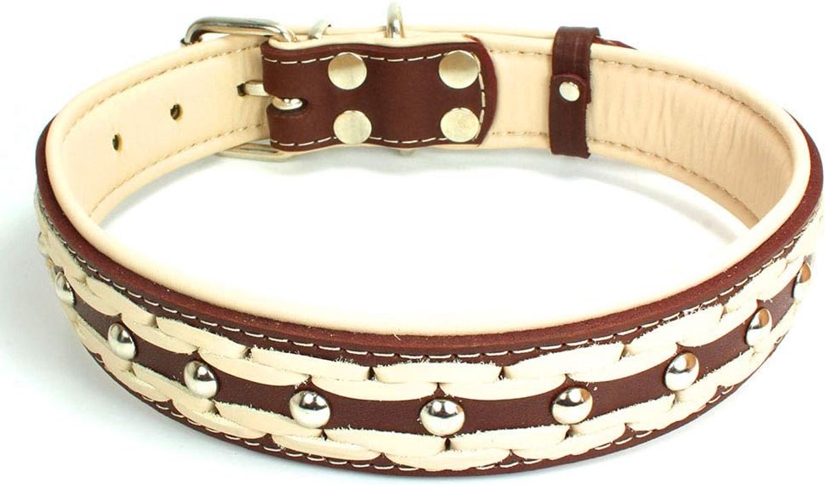 Unbekannt Sulla Genuine Leather Dog Collar Quilted in Fashionable Colours, Braided M/L/XL/XXL - ShopVlot