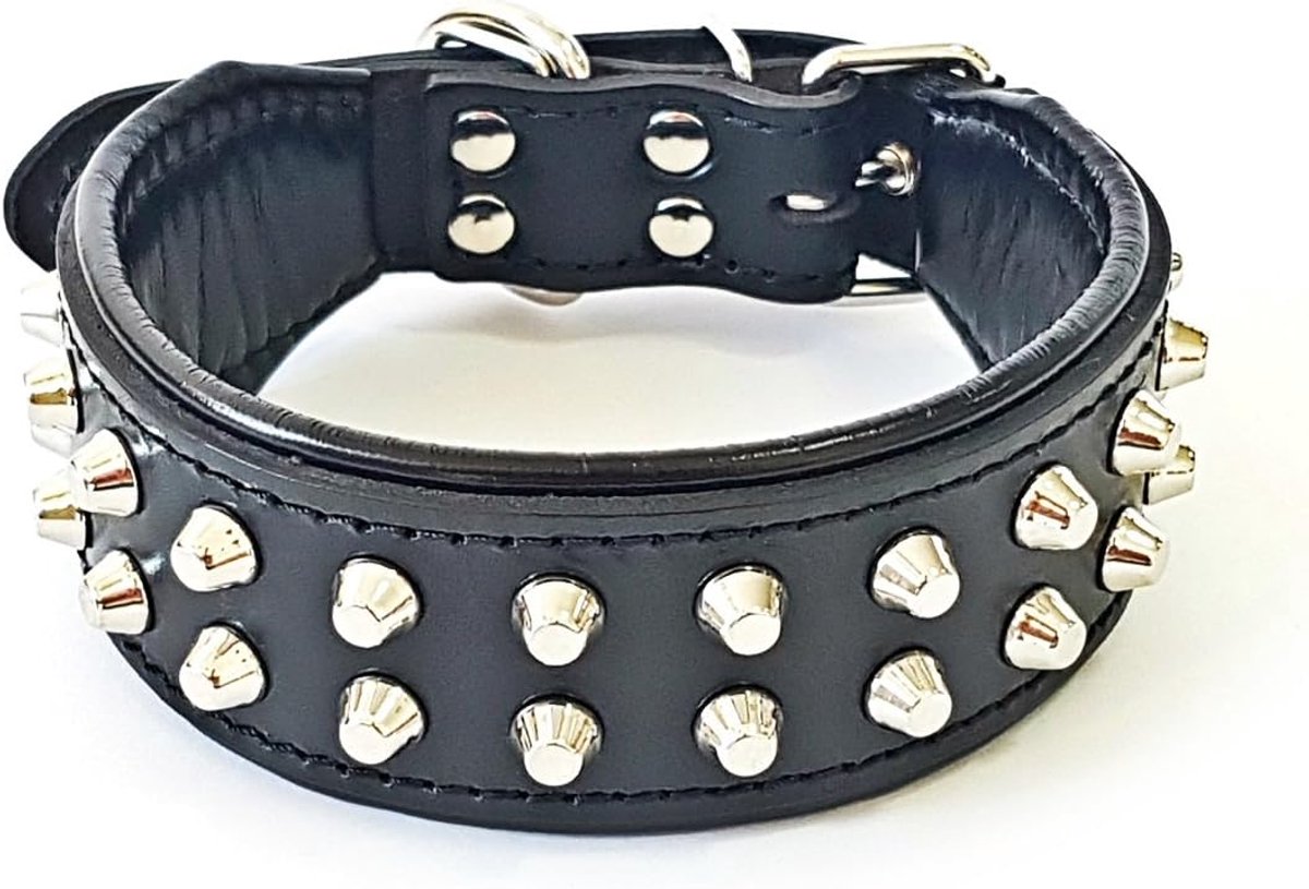 Bestia "Rocky studded dog collar. Handmade. French bulldog to German shepherd, 1 or 2 inches wide, 100% leather, soft - ShopVlot