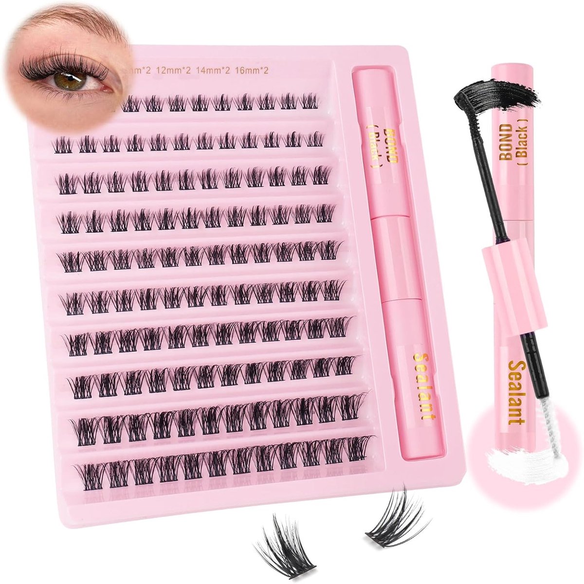 Sixstarhair Eyelash Clusters Set 120 Pieces with Glue & Seal - DIY Extensions 8-16mm Natural Volume - ShopVlot