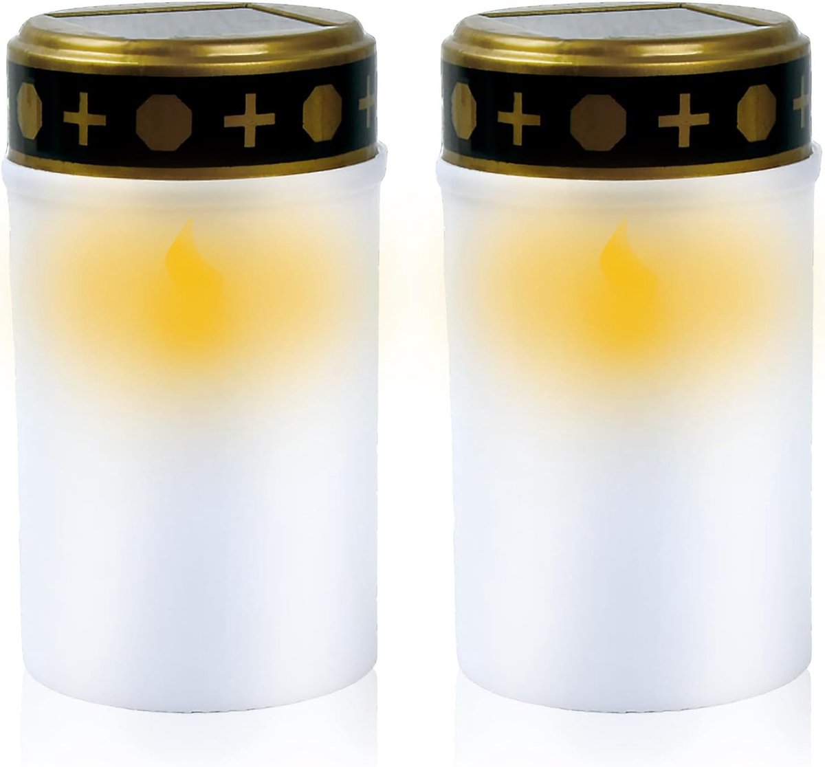 2pcs Solar LED Grave Lights, Flameless Memorial Candle with Light Sensor, Waterproof, Outdoor Use - ShopVlot