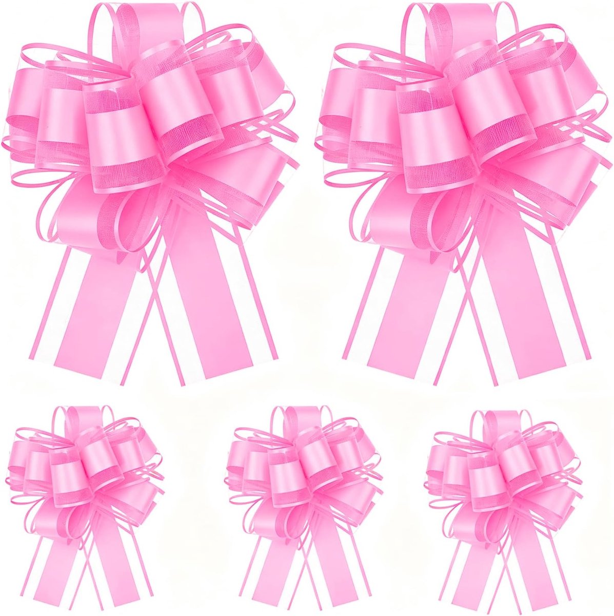5 Stuks Roze Cadeaustrikken, 15 cm Grote Trektrikken voor Bruiloft, Verjaardag, Bloemengeschenkmanden en Kerstmis - ShopVlot
