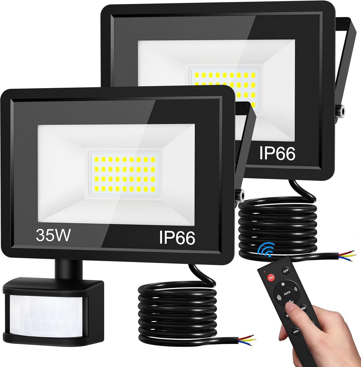vighep LED Flood Light with Motion Sensor Outdoor 35W Super Bright LED Flood Light with Remote Control, IP66 - ShopVlot