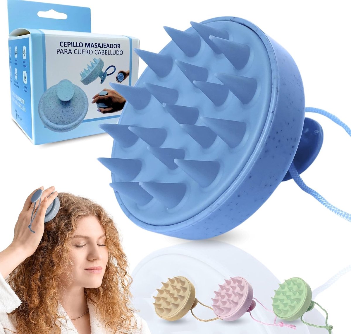 Scalp Massager, Scalp Massager, Wet and Dry Hair, Hair Growth, Hair Massager, Scalp Peel, Head Massager (Blue) - ShopVlot