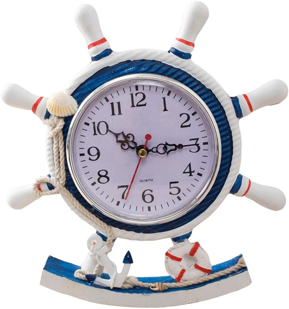 SWHONG Nautical Steering Wheel Wooden Clock Swing Shabby Ornament Battery Powered Tabe Clock for Kids Boys - ShopVlot