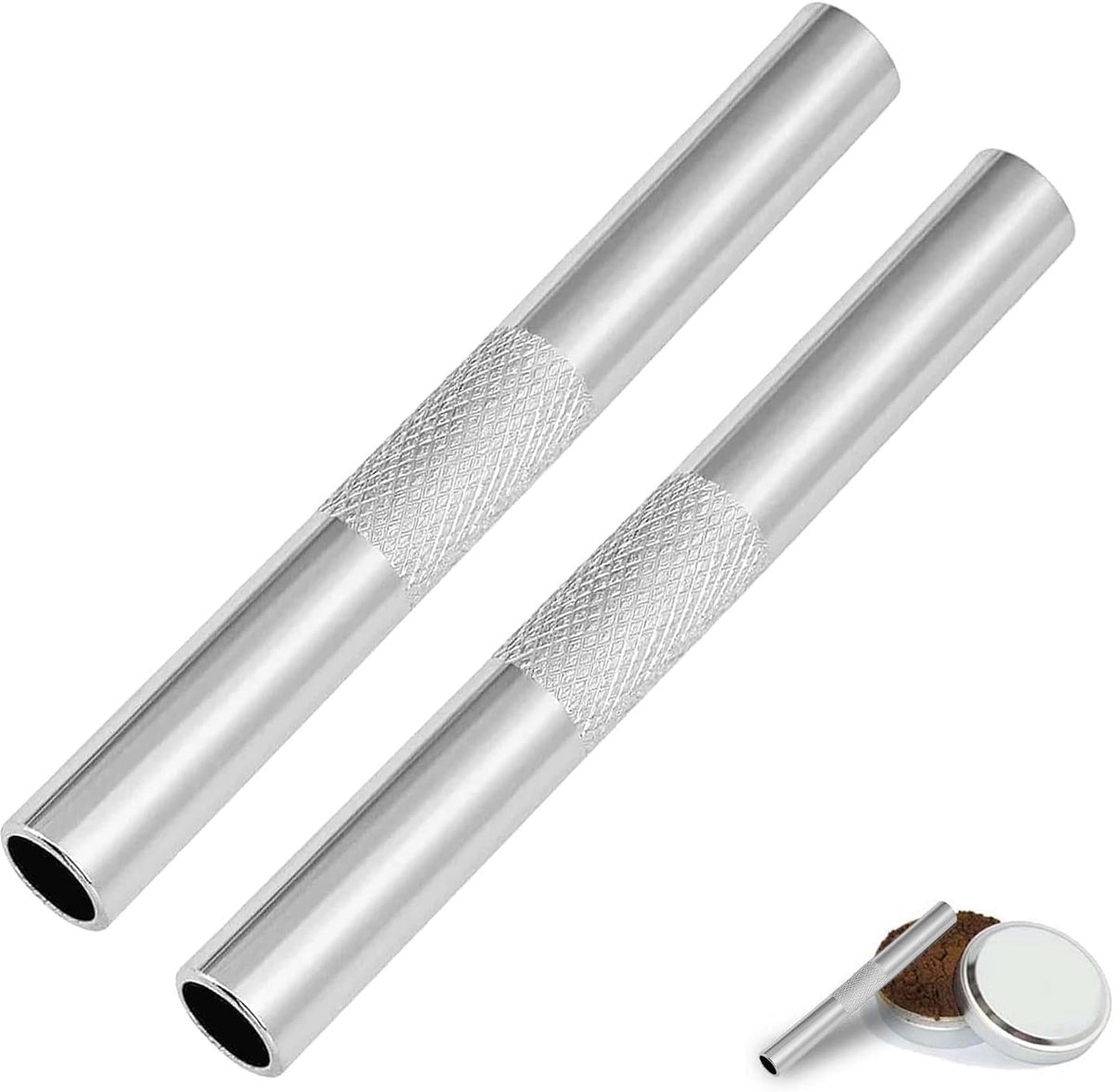 YOGAZEN Set van 2 trekbuisjes, zilver, 7 cm draagbaar rietje, metalen buis, herbruikbaar, premium rietje voor - ShopVlot
