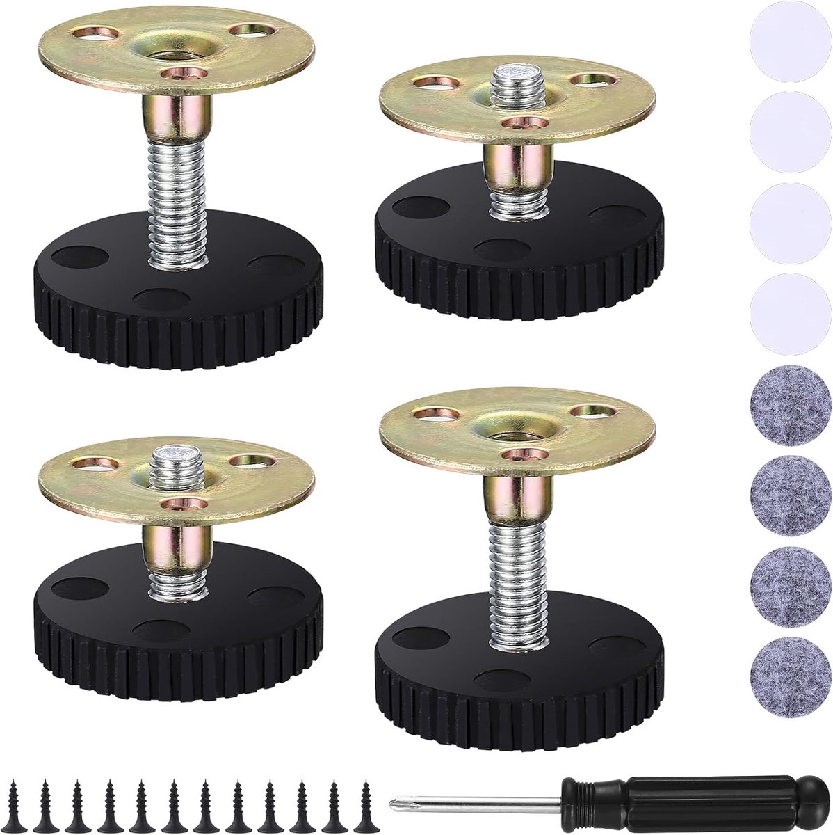 4 Sets Adjustable Bed Frame with Threaded, Wall Spacer, 33-40mm Adjustable Anti-Shake Bed Frame Tools, Headboard - ShopVlot