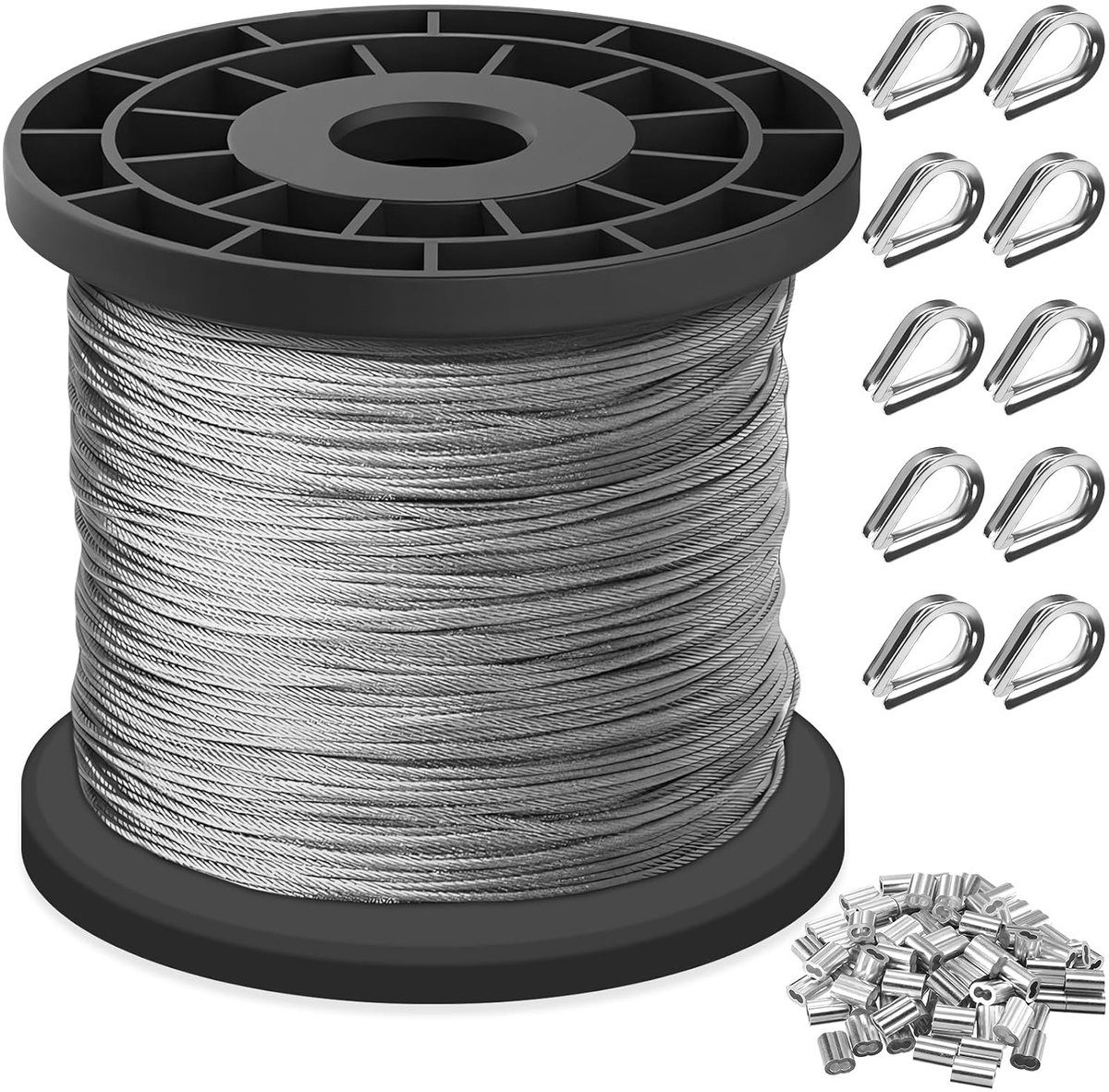Outdoor Clothesline 304 Stainless Steel 100 m x 1.5 mm with 100 Shrink Sleeves Aluminium Cable Wire Laundry Rack - ShopVlot