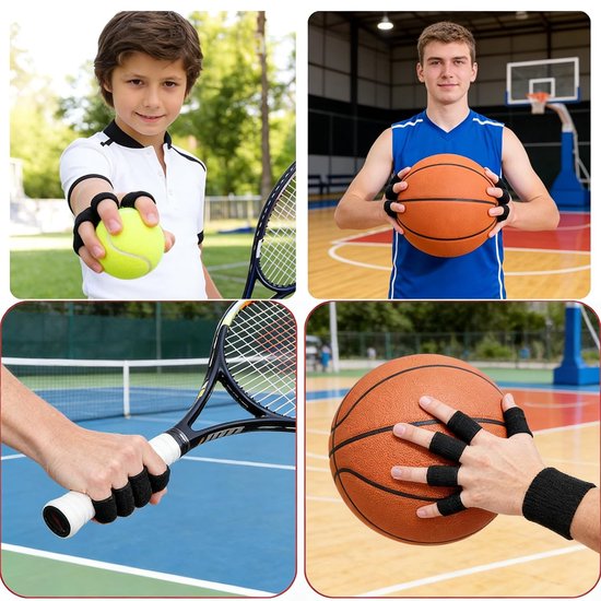 Vingerhoezen voor compressieondersteuning en artritis, ademend en comfortabel voor sport en dagelijks gebruik - 10 stuks zwart — afbeelding 3