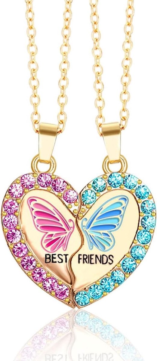Vriendschapskettingen voor 2 personen, BFF halskettingen met vlinderontwerp, liefde en verbinding, perfect cadeau voor vriendinnen