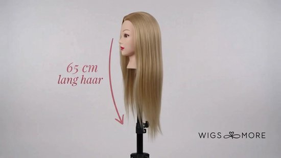 Kappershoofd Oefenhoofd Kapperspop met Statief en Styling Accessoires - Kappers Hoofd - Blond Haar - 65 cm
